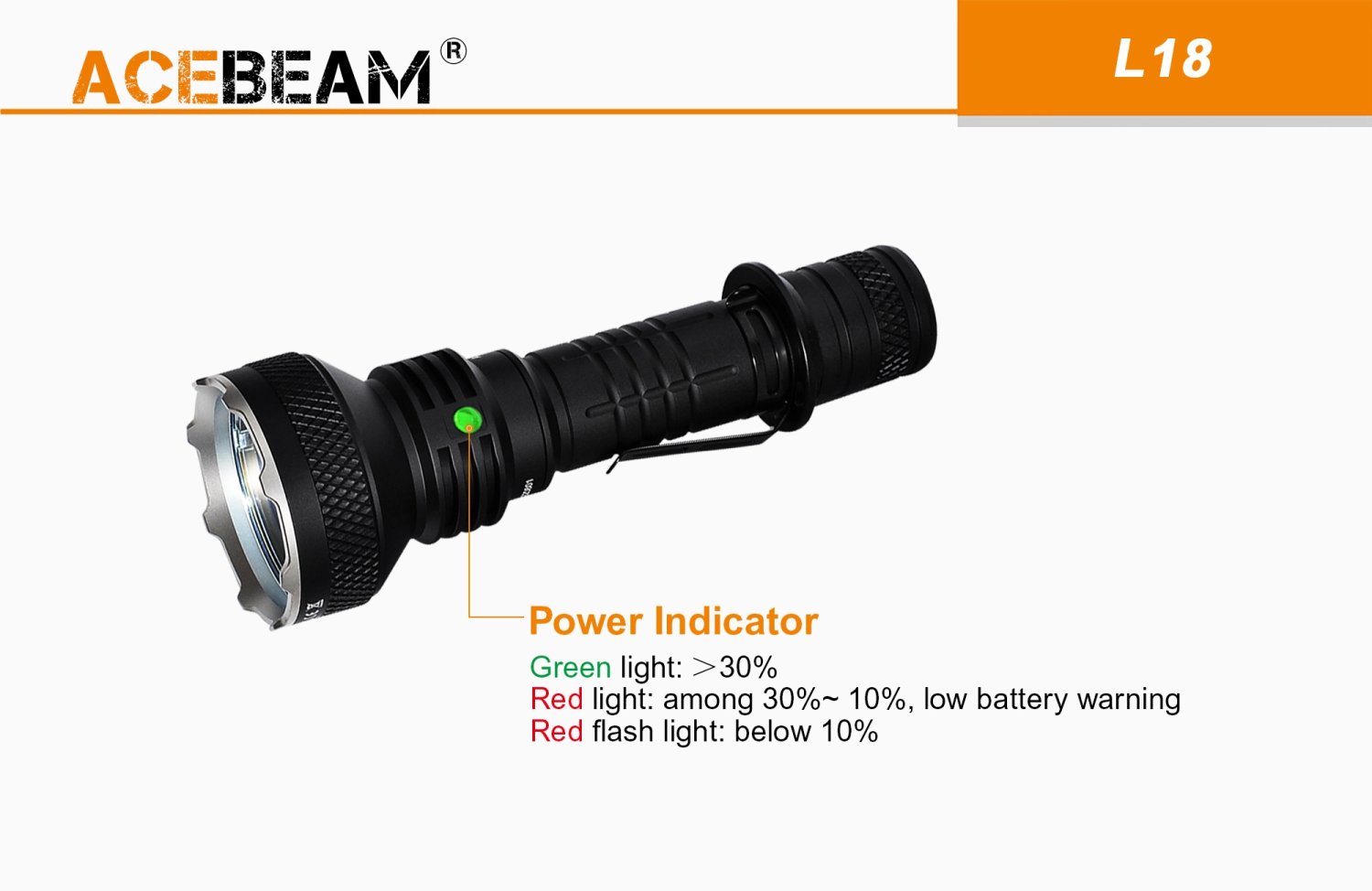 Acebeam L18 LED thrower - beam color: green