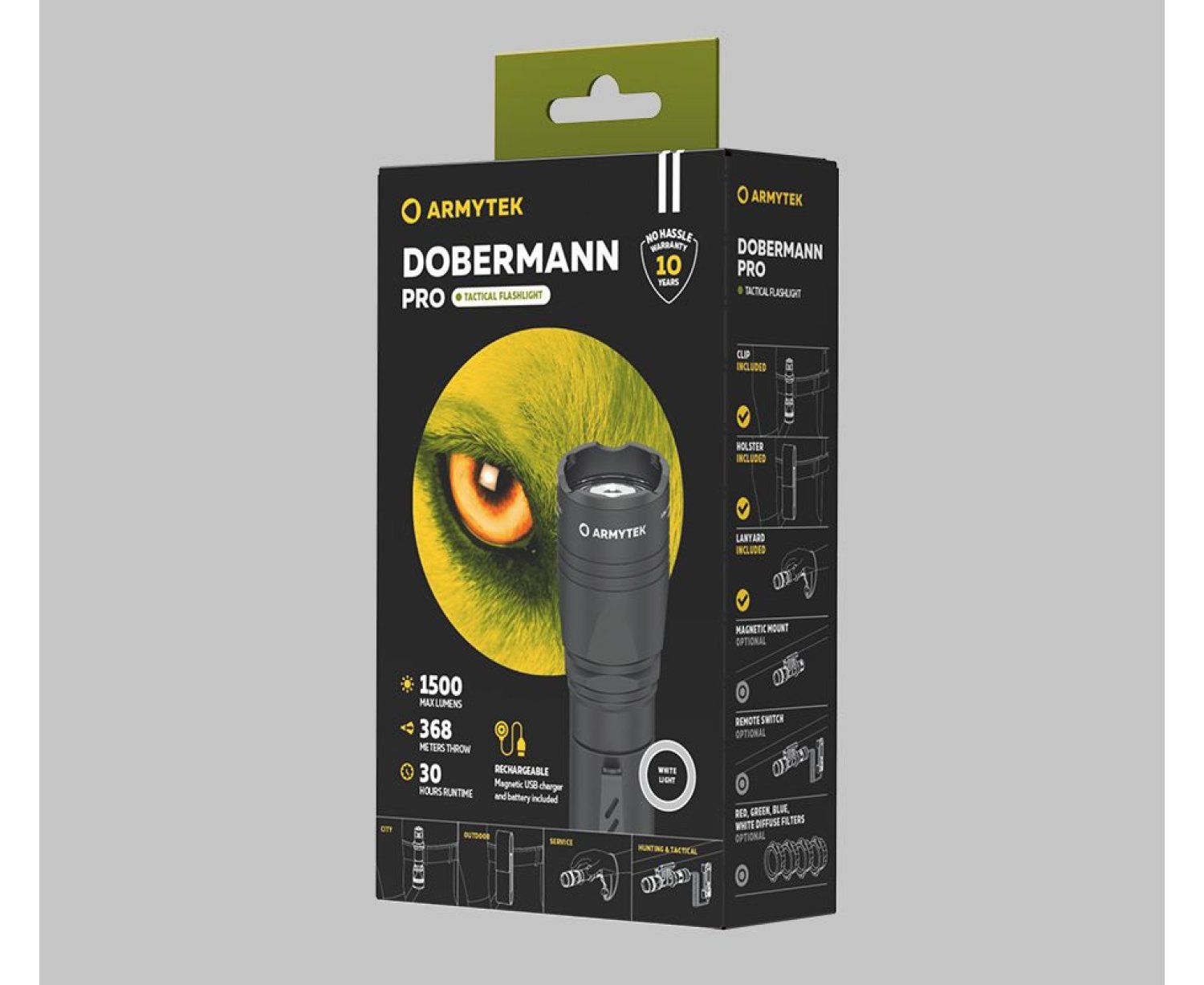 Armytek Dobermann Pro Magnet warm white - tactical LED flashlight