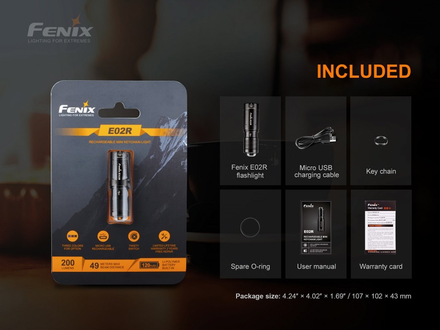 Fenix E02R LED Schlüsselanhängerlampe (Lagerbestand = letzte verfügbare Stk.)