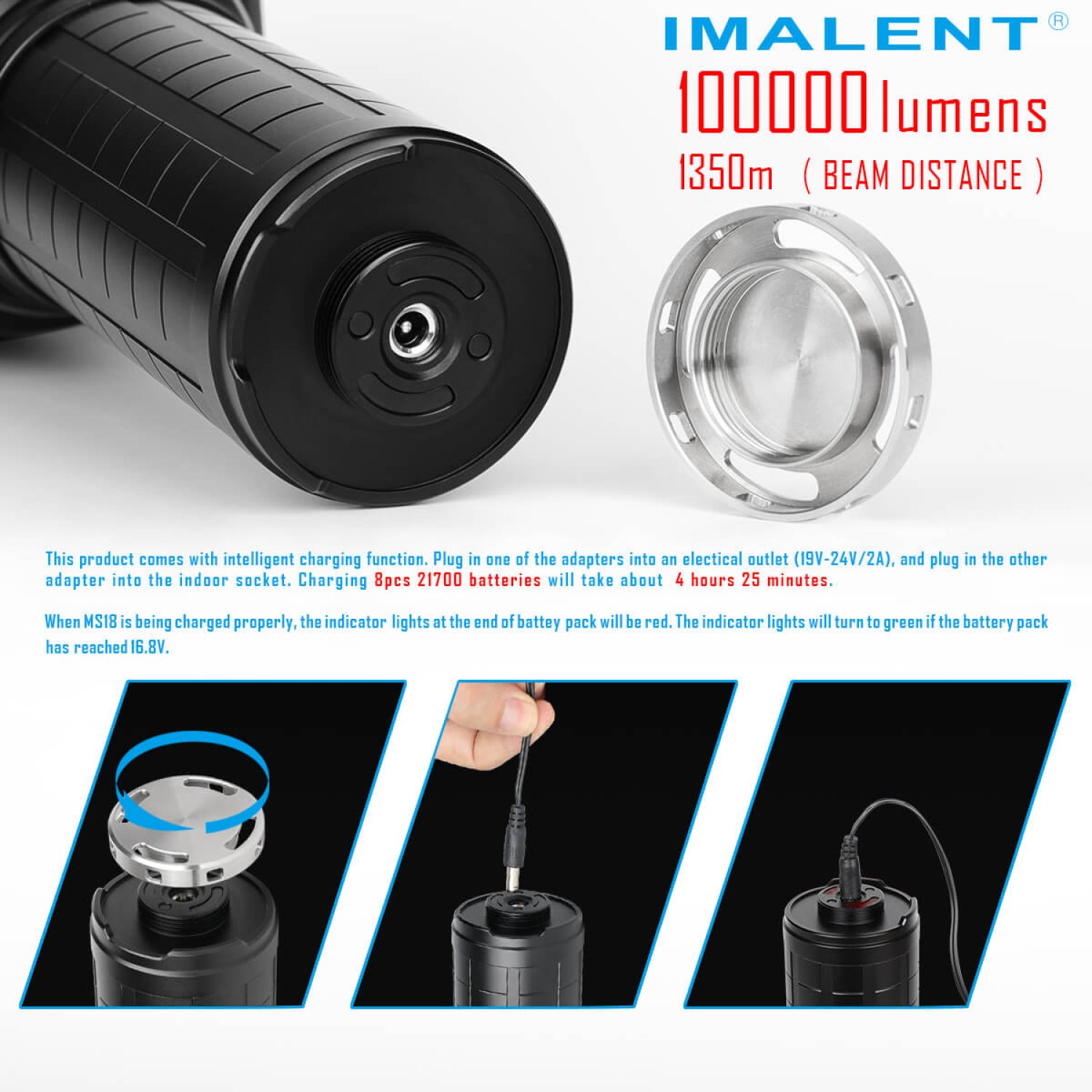 Imalent MS18 Occasionmodell neuwertig - 100000 Lumen - LED Suchscheinwerfer