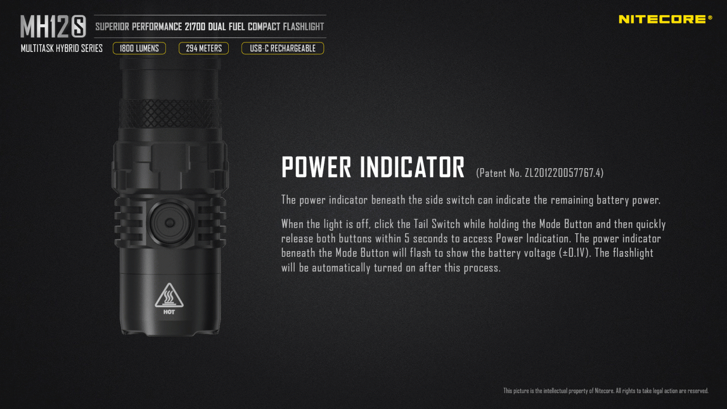 Nitecore MH12S - tactical LED flashlight