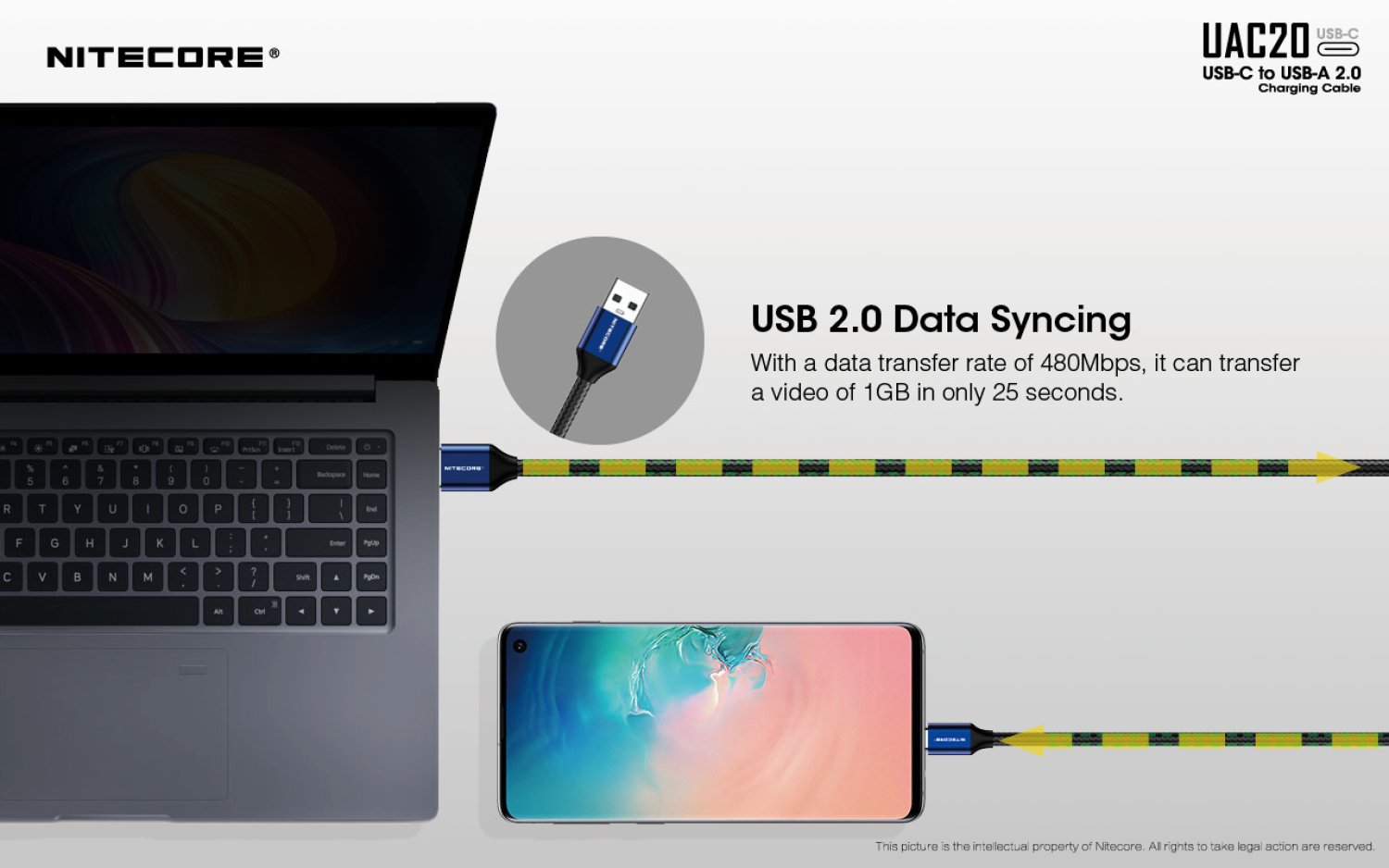 Nitecore UAC20 - USB-A zu USB-C Ladekabel