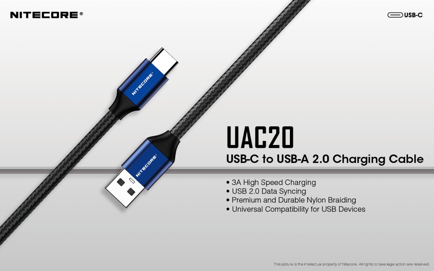 Nitecore UAC20 - USB-A zu USB-C Ladekabel