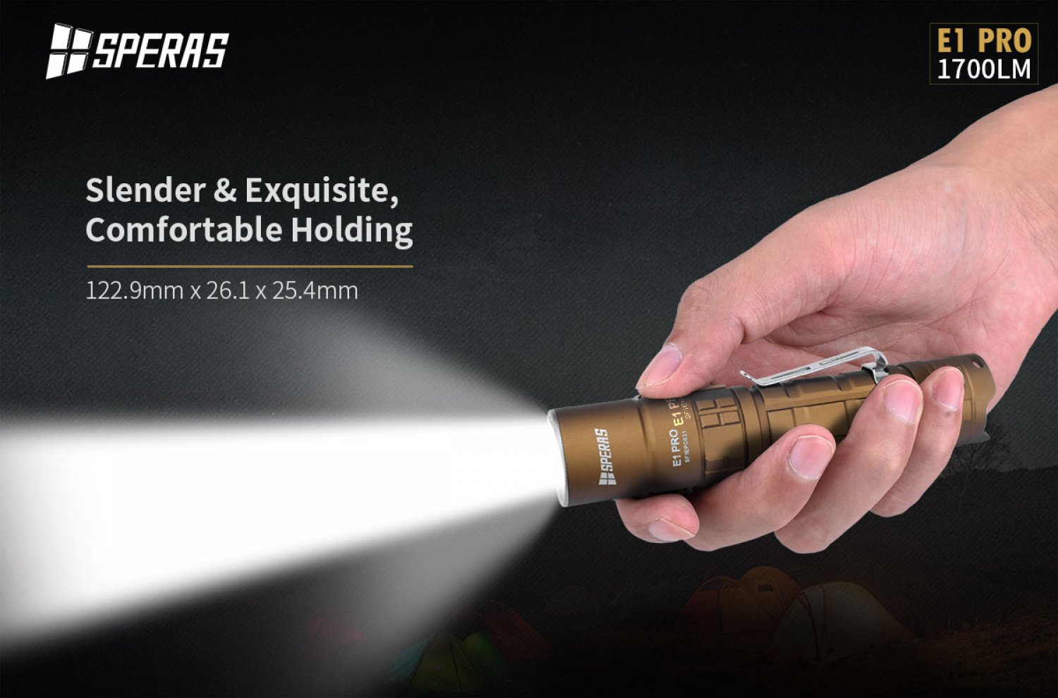 Preview: Speras E1 Pro - LED flashlight - color: sand