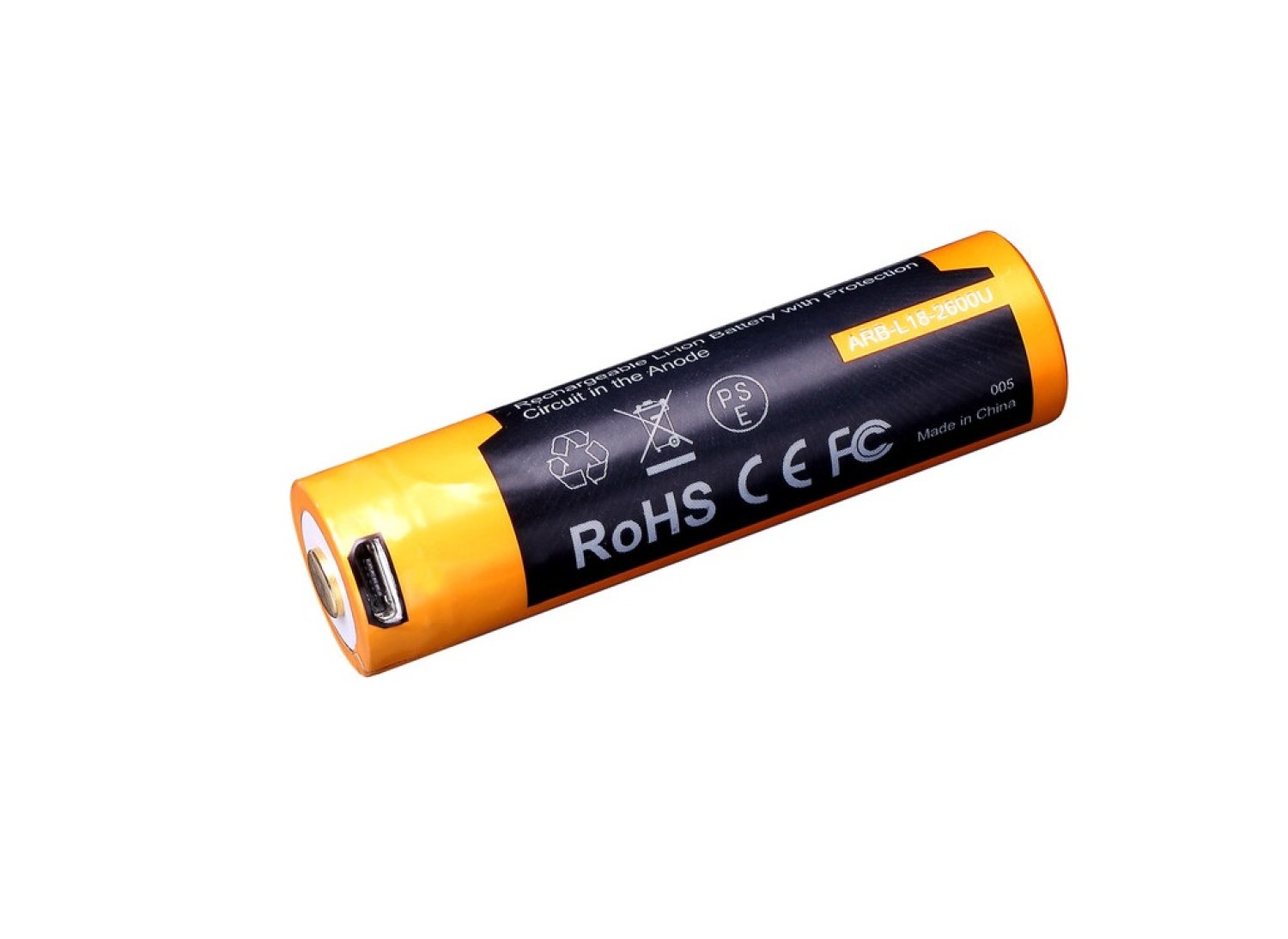 Fenix battery - type "18650" - 2600mah / ARB-L18-2600U - with micro-USB charging port