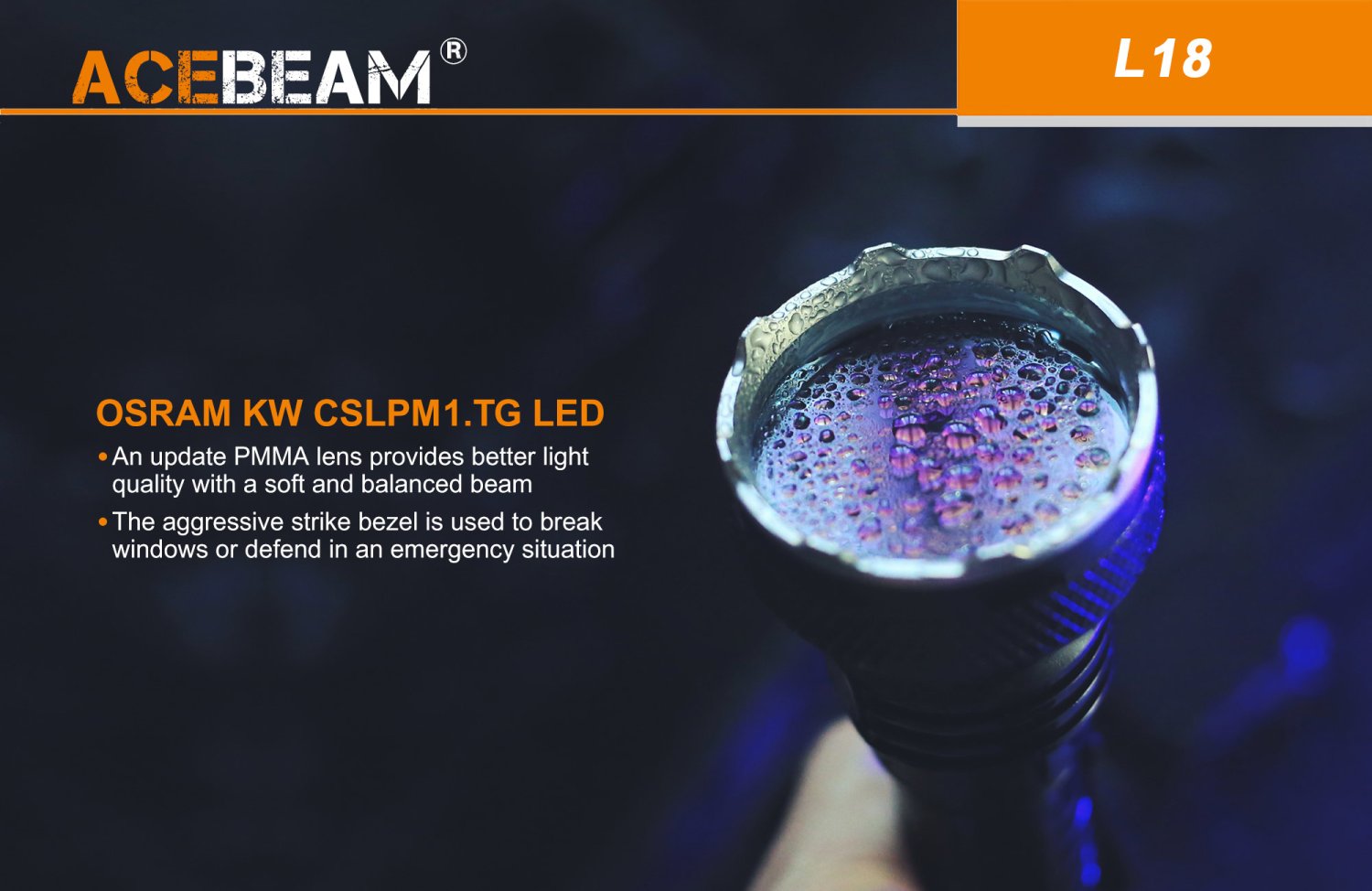 Acebeam L18 LED thrower - beam color: green