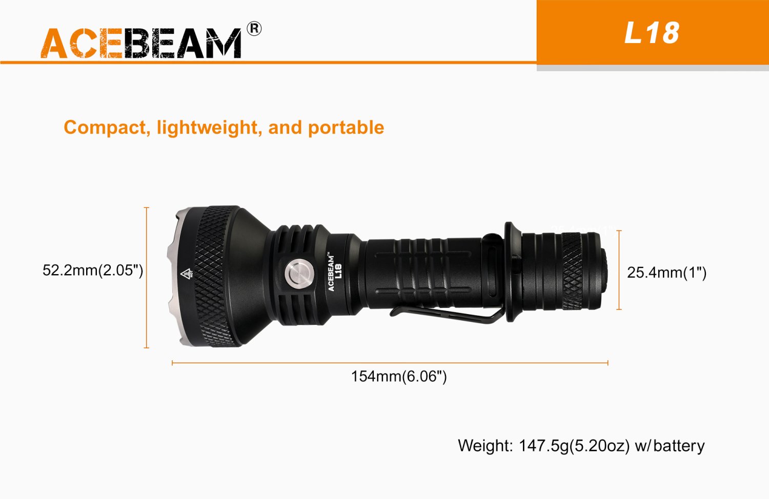 Acebeam L18 LED thrower - beam color: green