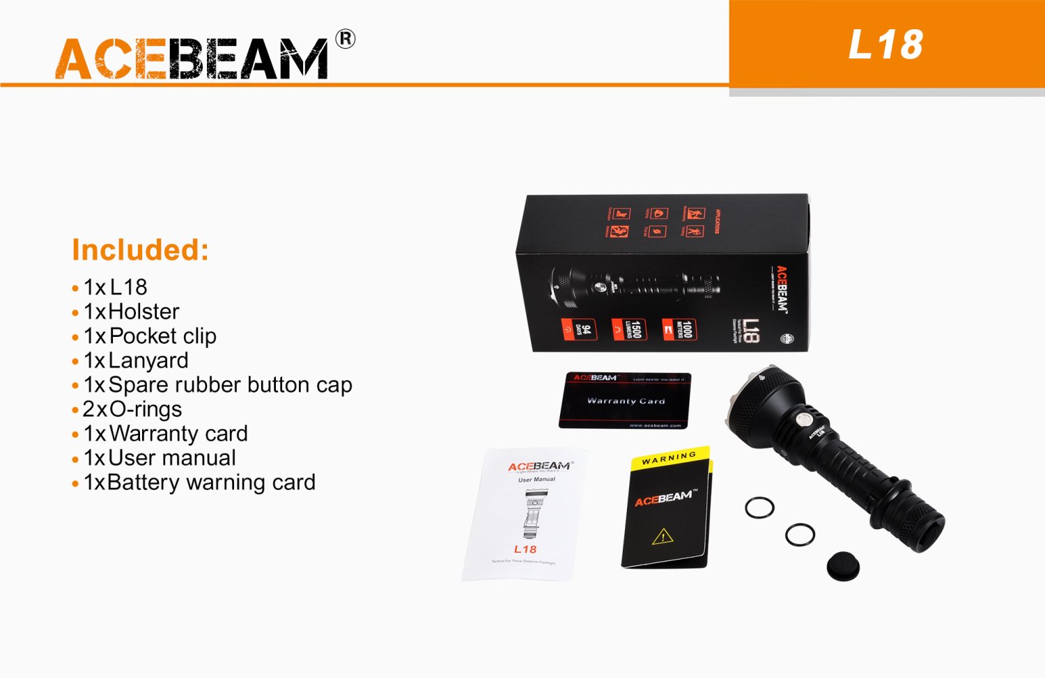 Acebeam L18 LED thrower - beam color: green