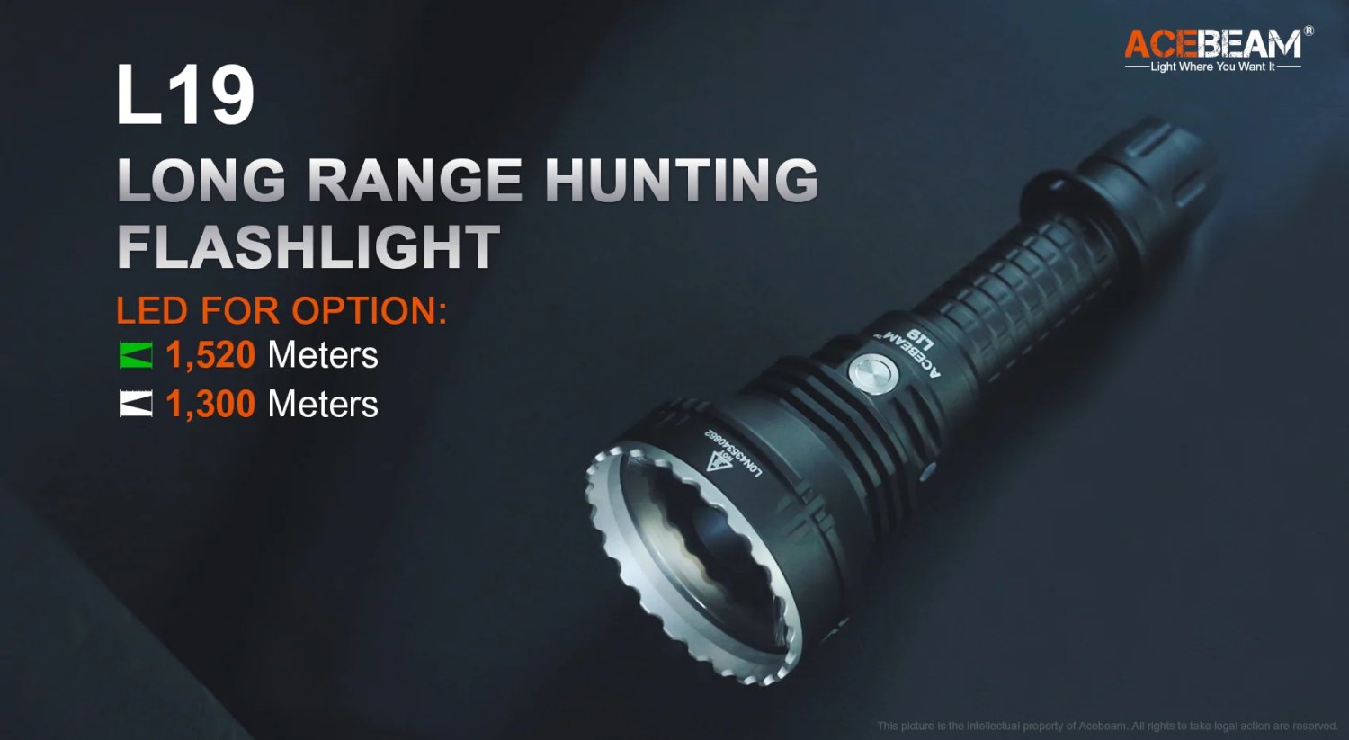 Acebeam L19 - 1300 meters - LED Thrower - beam color: white