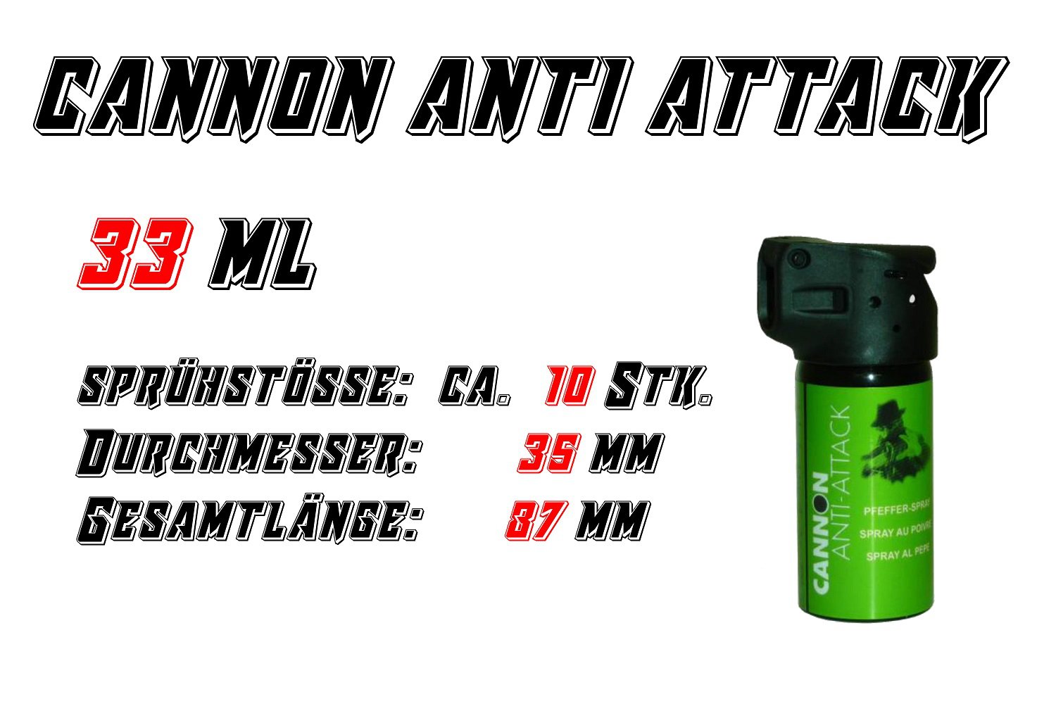 Pfefferspray - Cannon Anti Attack - Inhalt: 33 ml
