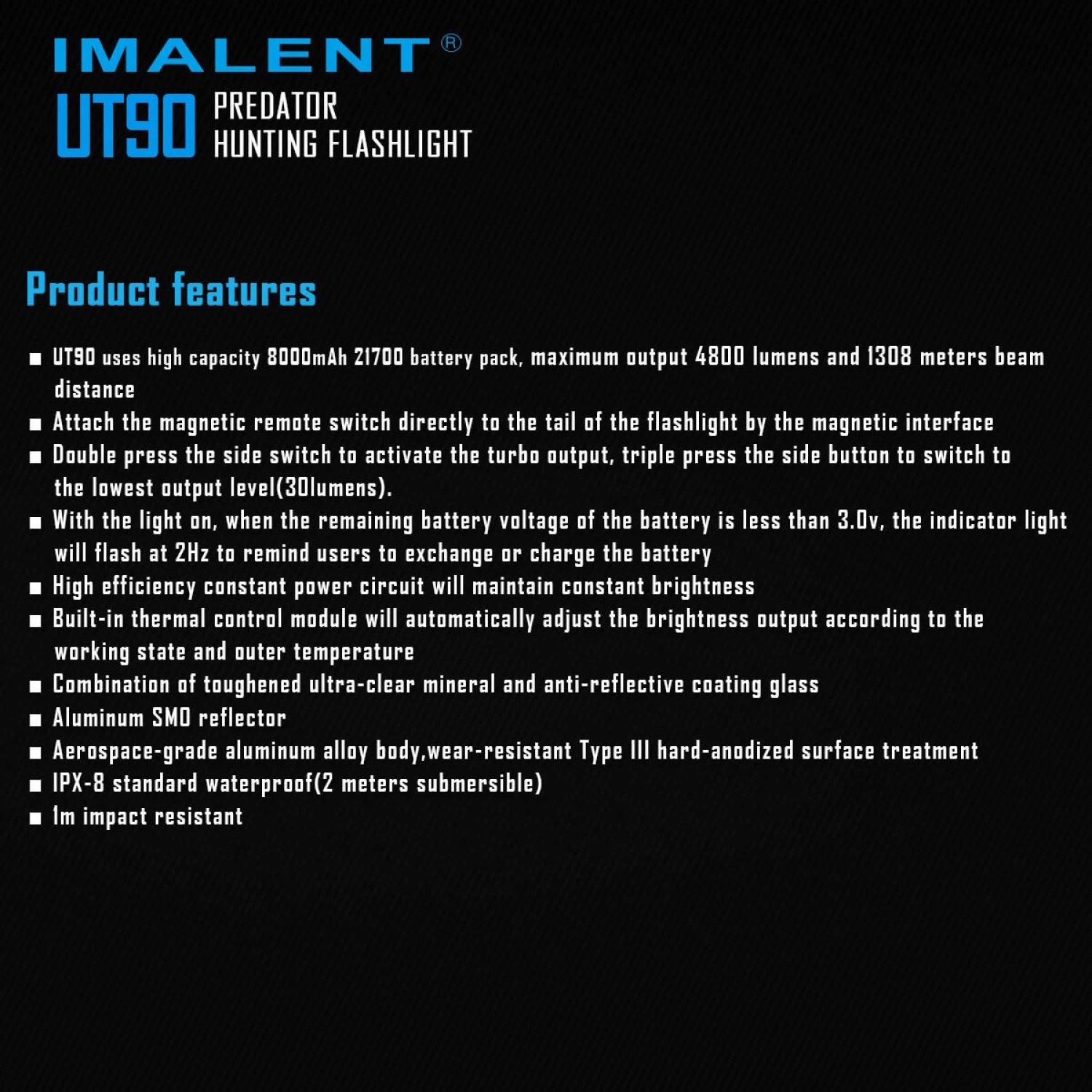 Imalent UT90 LED Taschenlampe (letztes verfügbares Stk.)