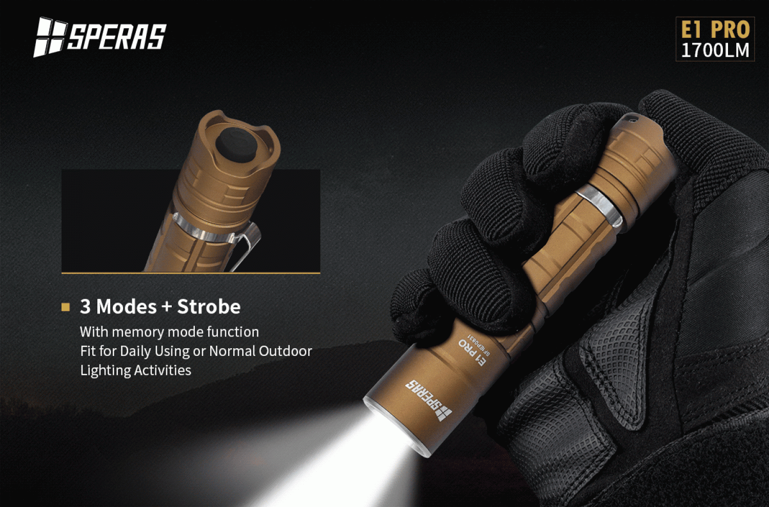 Speras E1 Pro - LED flashlight - color: sand