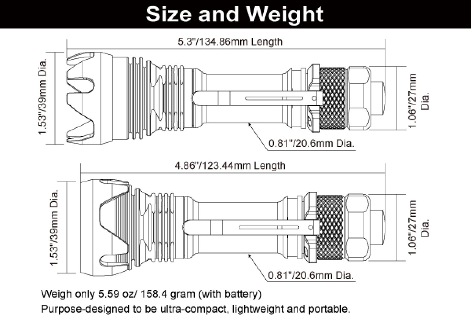 Manker Striker white - tactical LED flashlight